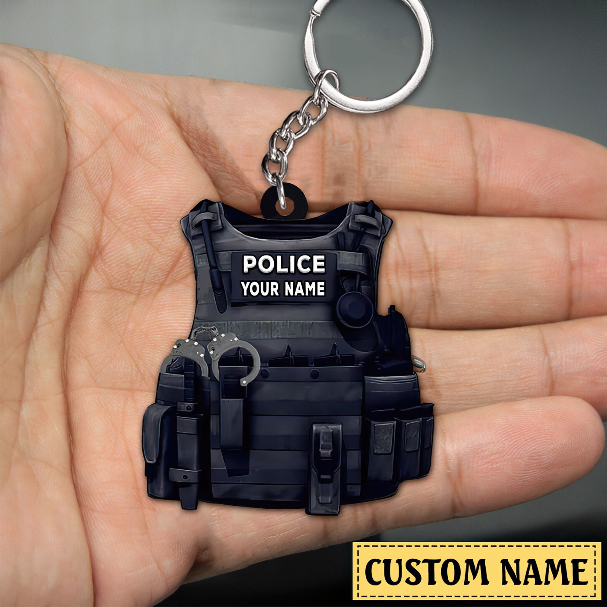 1. Personalized Bulletproof Vest Key Chain