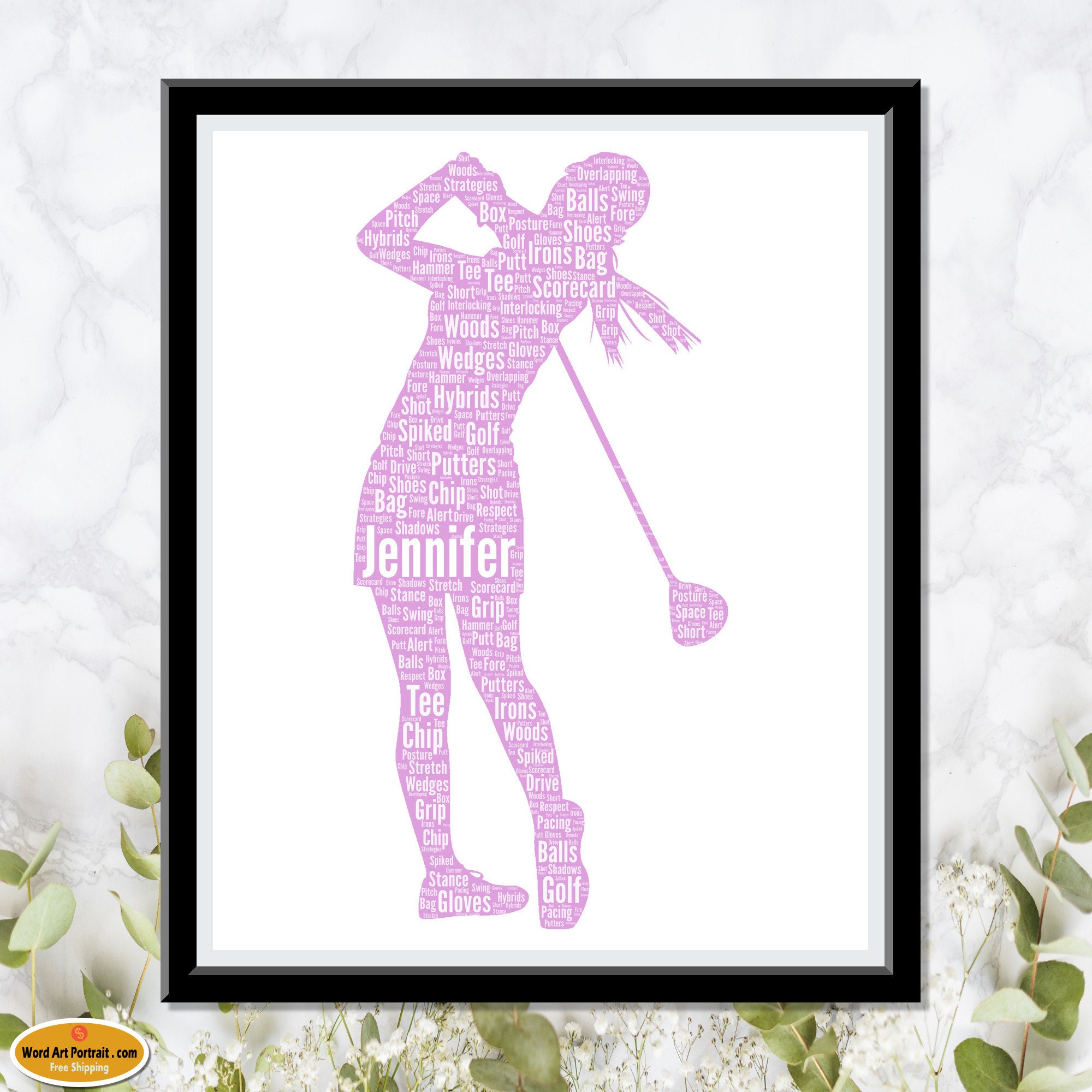12. Personalized Female Golfer Portrait