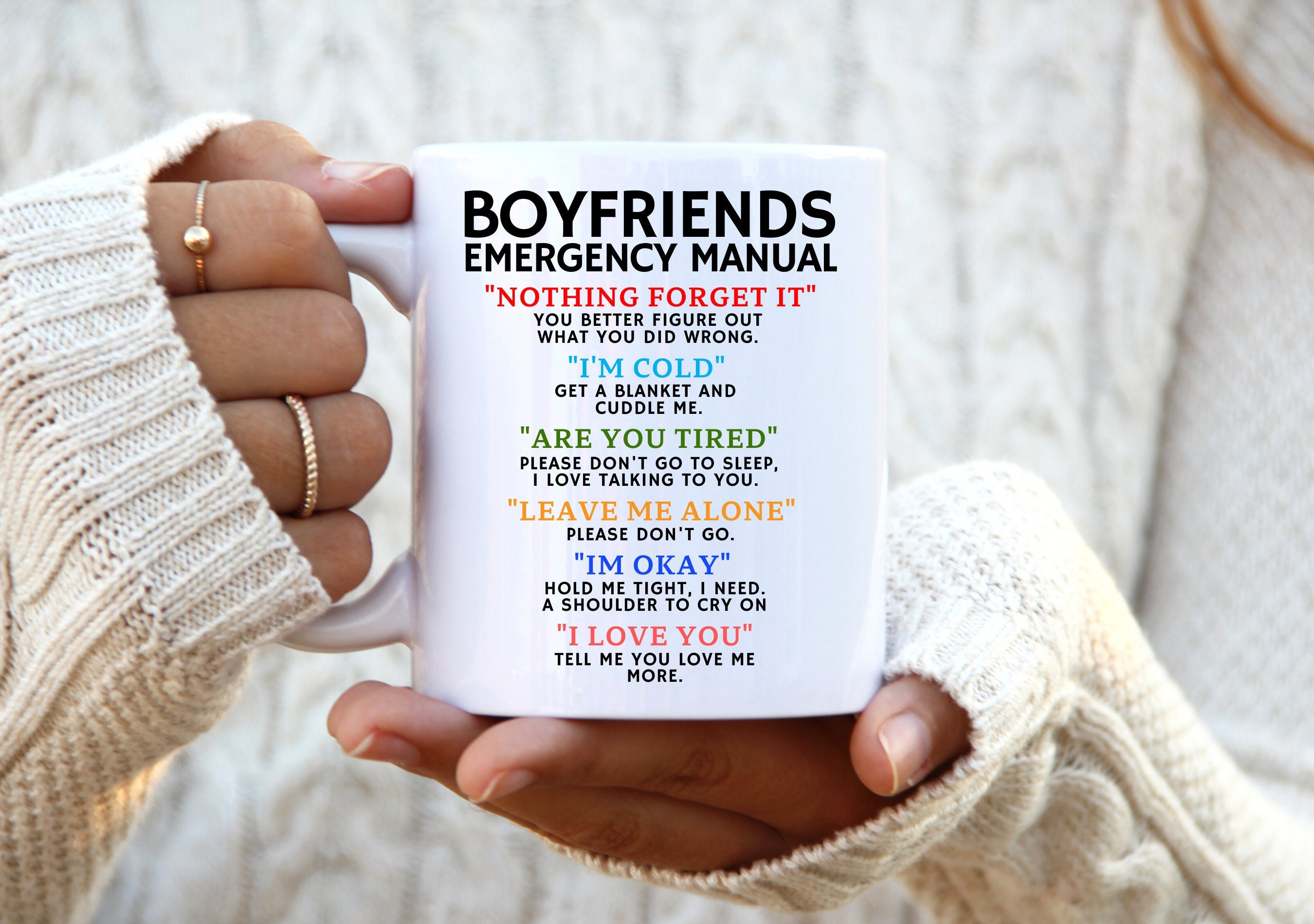 14. "Boyfriends Emergency Manual" Mug