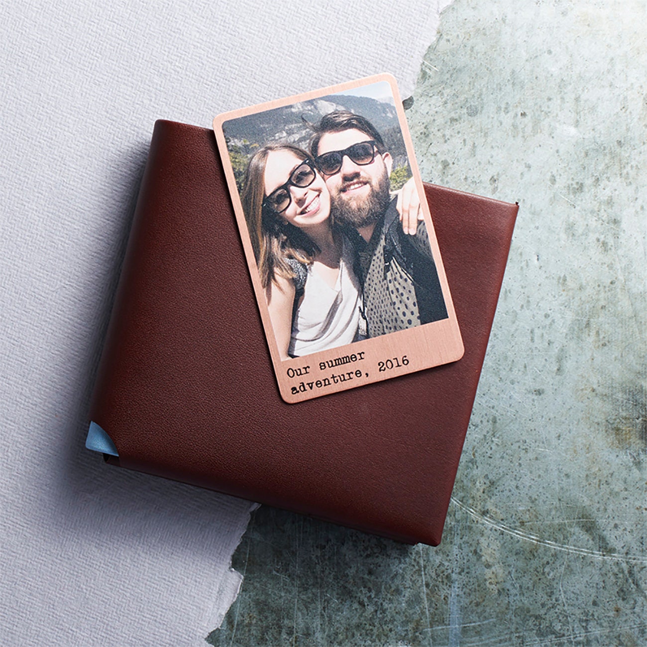14. Personalized Solid Copper Wallet Photo Card
