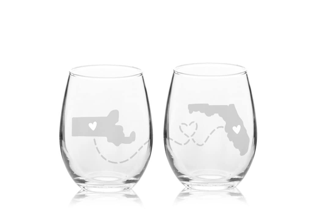 16. Stemless Etched Wine Glass