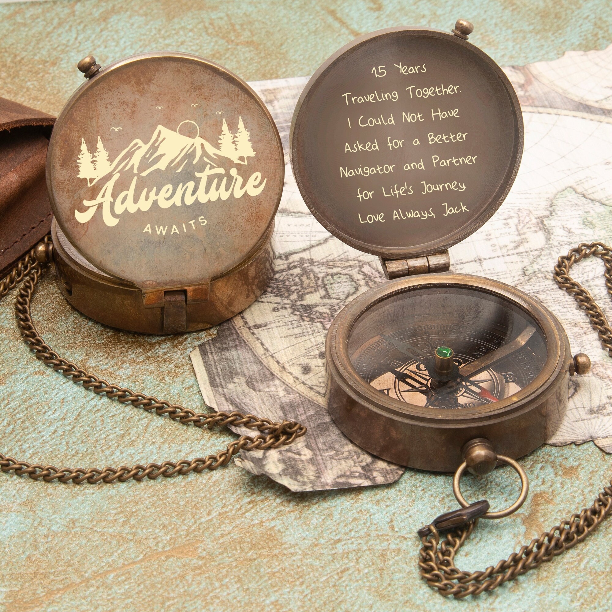 2. "Adventure Awaits" Personalized Compass