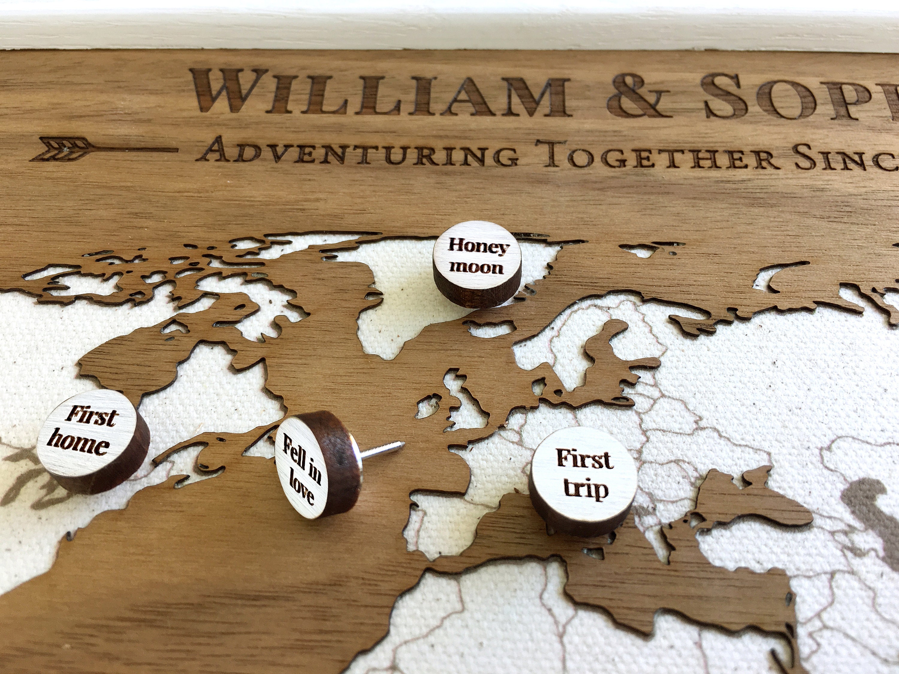 2. Wood Map With Personalized Pins