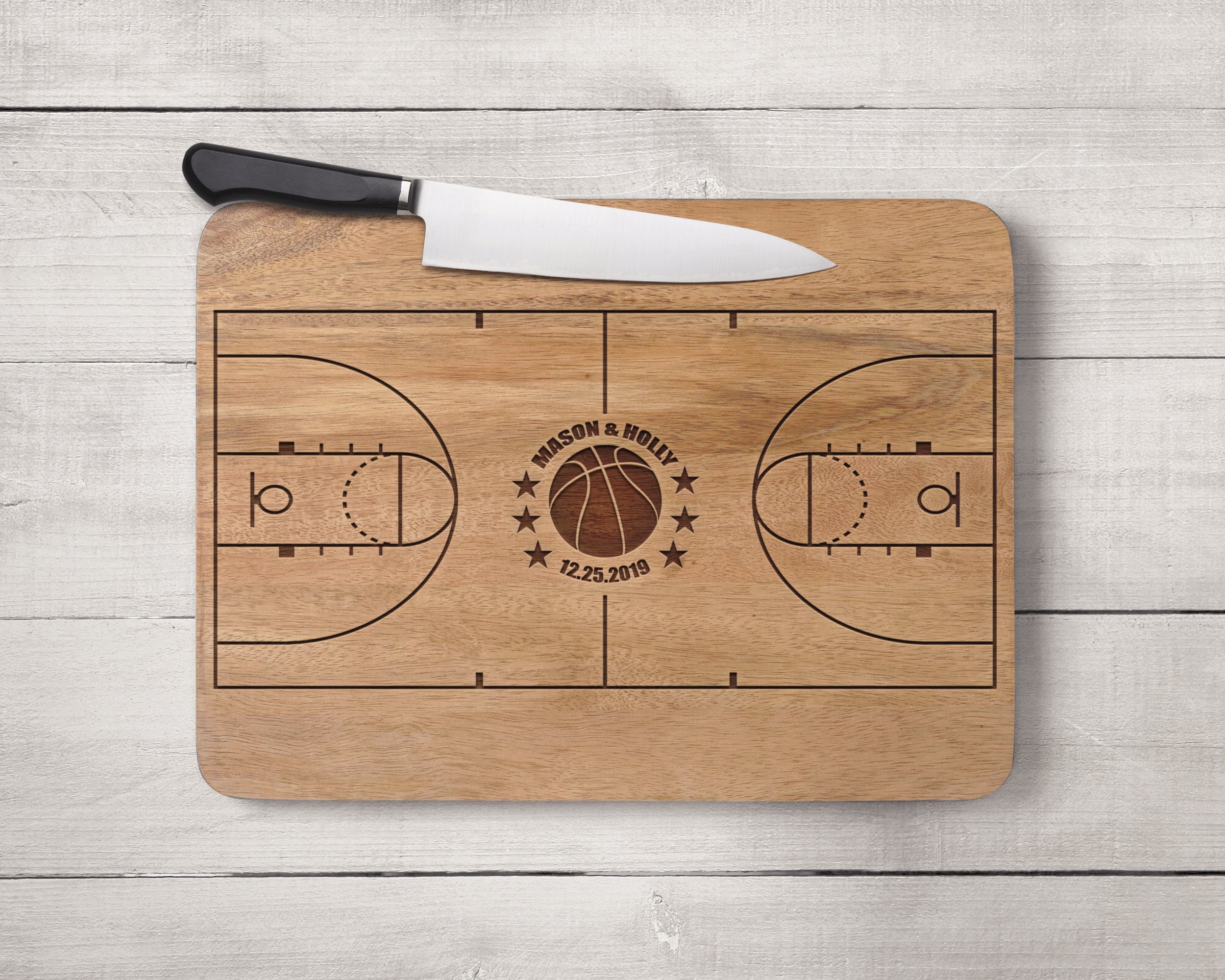 20. Personalized Cutting Board With Court Print