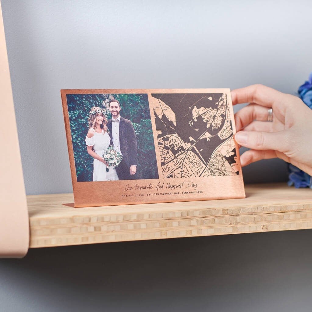 25. Personalised Solid Copper Photo And Map Print