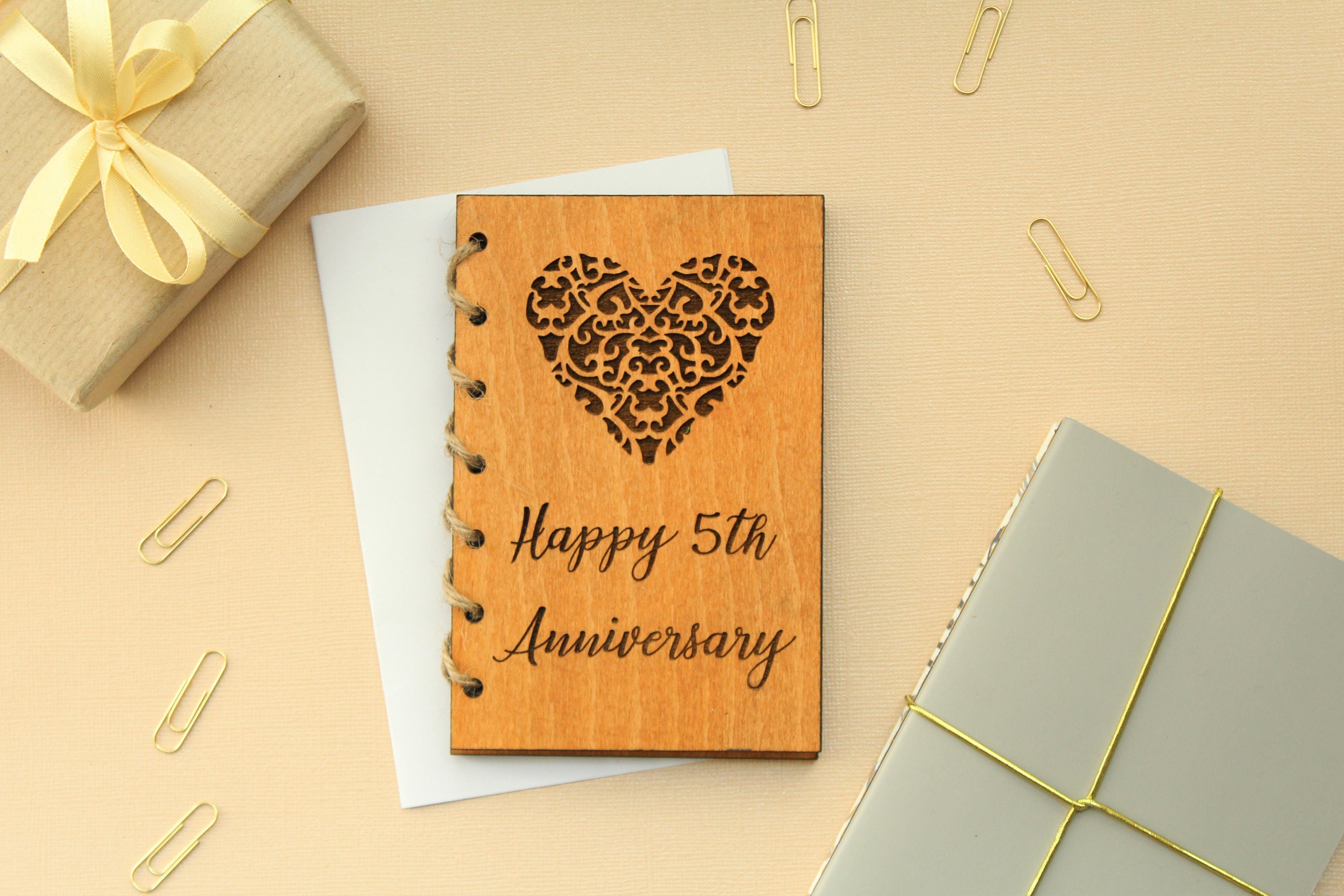 27. 5th Anniversary Wooden Card With Personalized Letter