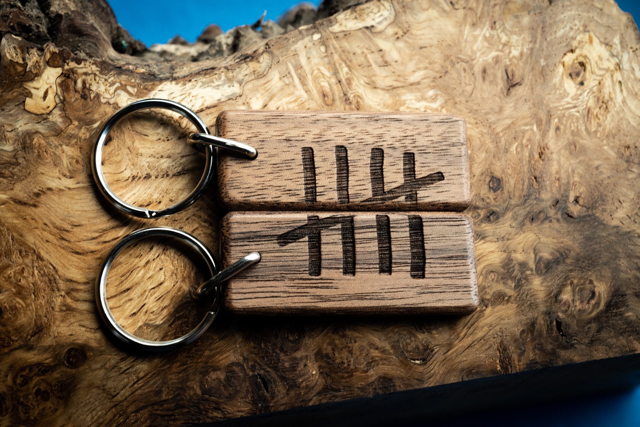 7. 5th Anniversary Matching Wood Keychains